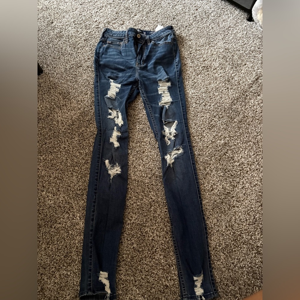 Hollister Ripped Dark Blue Skinny Jeans
